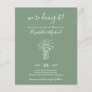 BUDGET Gypsophila Mason Jar Modern Minimal WEDDING Flyer