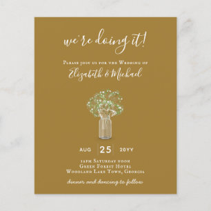 BUDGET Gypsophila Mason Jar Modern Minimal WEDDING Flyer