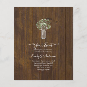BUDGET Gypsophila Mason Jar Modern Minimal WEDDING Flyer