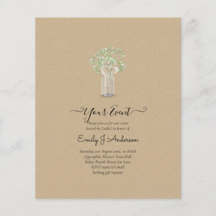 BUDGET Gypsophila Mason Jar Modern Minimal WEDDING Flyer