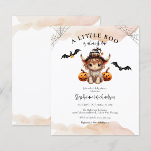 Budget Halloween Cow Little Boo Baby Shower Invite