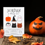 Budget Halloween Friends Modern Boy Birthday Party<br><div class="desc">This modern design features the birthday boy's name in big capital letters in one of my favourite decorative fonts, below, his age appears in cute script typography. Underneath, in the middle of the card, there are 6 Halloween friends: a pumpkin, a vampire, a witch's hat, a black cat, a ghost,...</div>