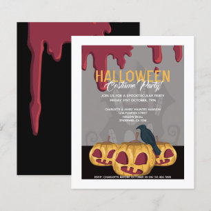 BUDGET Halloween Party Pumpkin Dripping Blood Crow