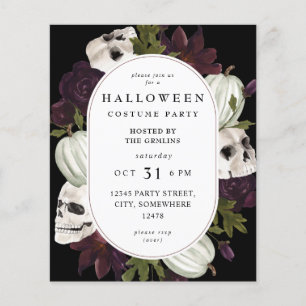Budget Halloween Purple Floral & Skull Party  Flyer
