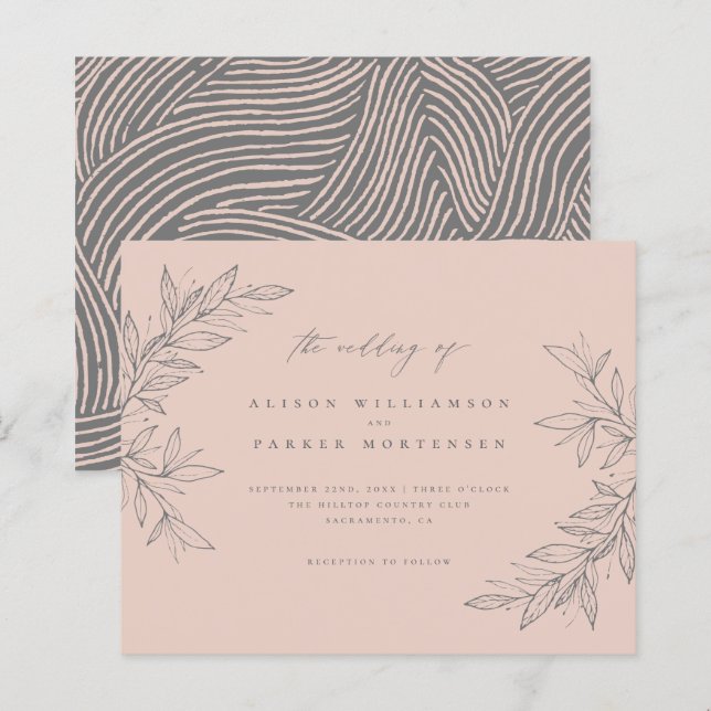 Budget Hand-drawn Greenery Blush Botanical Wedding (Front/Back)