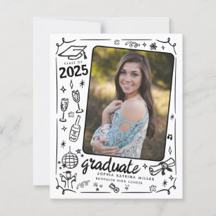 Budget Hand Drawn Photo Graduation Announcement