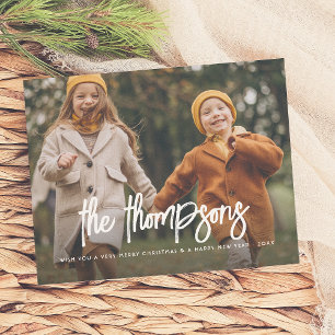 Budget Hand-Lettered Family Name 2 Photo Holiday