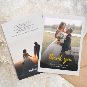 Budget Hand-Lettered Photo Wedding Thank You Card