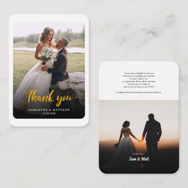 Budget Hand-Lettered Photo Wedding Thank You Card (Front/Back)