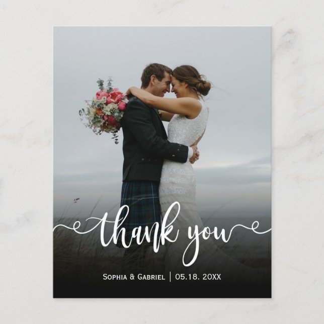 Budget Hand Lettered Wedding Photo Thank You Card (Front)