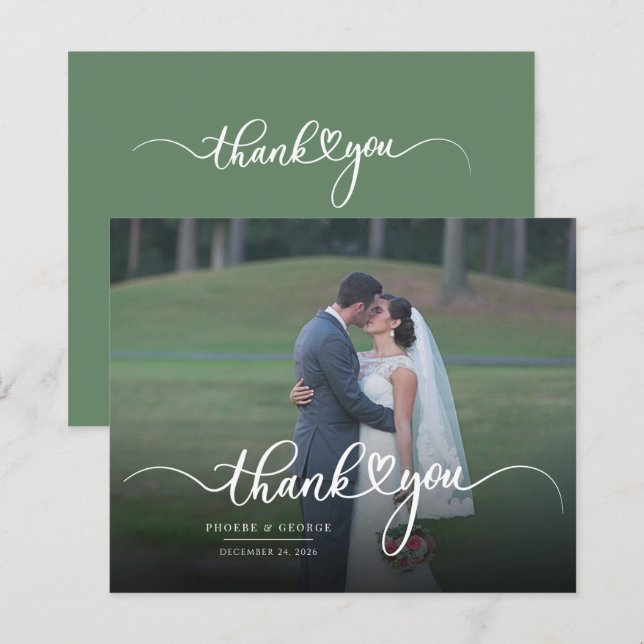 Budget Hand-Lettered Wedding Photo Thank You Card (Front/Back)