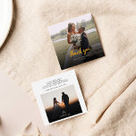 Budget Hand-Lettered Wedding Photo Thank You Card<br><div class="desc">A great and thoughtful way to thank your friends,  family,  and coworkers who graced you their presence on your your wedding day with this modern photo thank you cards with script hand lettered gold effect "thank you" 

Photos on both the front and the reverse of this card</div>