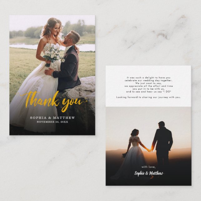 Budget Hand-Lettered Wedding Photos Thank You Card (Front/Back)