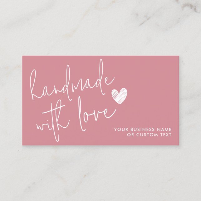 Budget Handmade with Love Pink Heart Candle Care Business Card (Front)