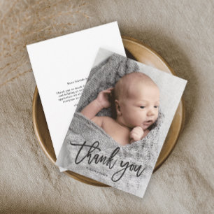 Budget Handwritten Photo Baby Thank You Card