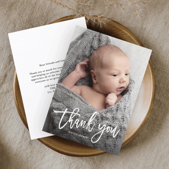 Budget Handwritten Photo Baby Thank You Card (Creator Uploaded)