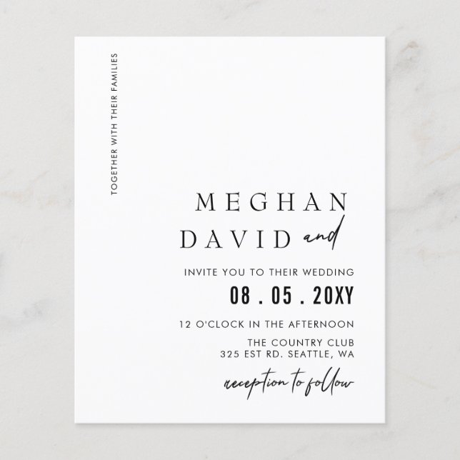 Budget Handwritten Simple Black Wedding Invitation (Front)