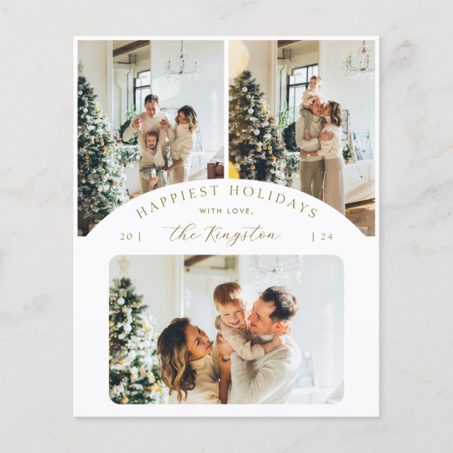 Budget Happiest Holidays | Gold 3 Photo Collage (Front)