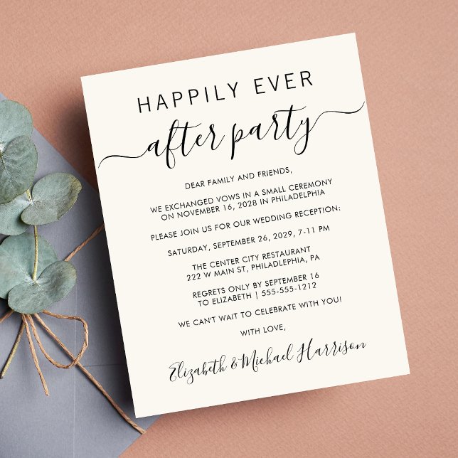 Budget Happily Ever After Cream Wedding Invitation (Creator Uploaded)