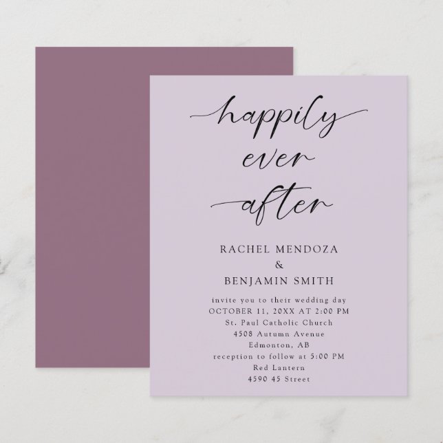 Budget Happily Ever After Wedding Purple Elegant (Front/Back)