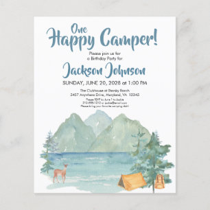 Budget Happy Camper Rustic Mountains Birthday 