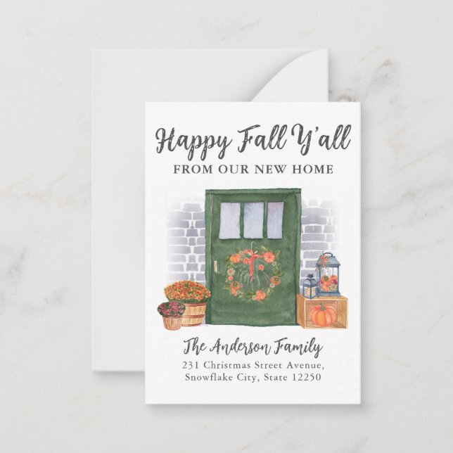 Budget Happy Fall Door Pumpkin Holiday Moving Card (Front)