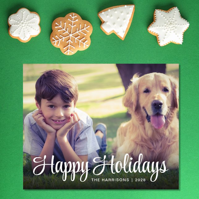 Budget Happy Holidays 3 Photo Christmas Card (This holiday season, let your family's smiles and heartwarming memories shine on our 3 photo card)