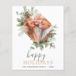 Budget Happy Holidays Christmas Greenery Photo Flyer