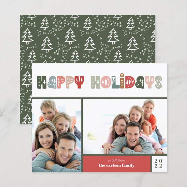 Budget Happy Holidays Christmas Photo Holiday Card (Front/Back)