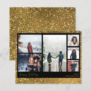 Budget Happy Holidays Gold Glitter Multi Photo