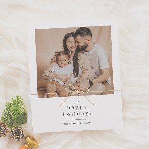 Budget Happy Holidays Minimal Bow Christmas Photo