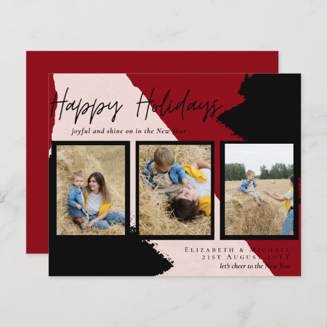 Budget Happy Holidays Photo Cards Abstract Modern (Front/Back)