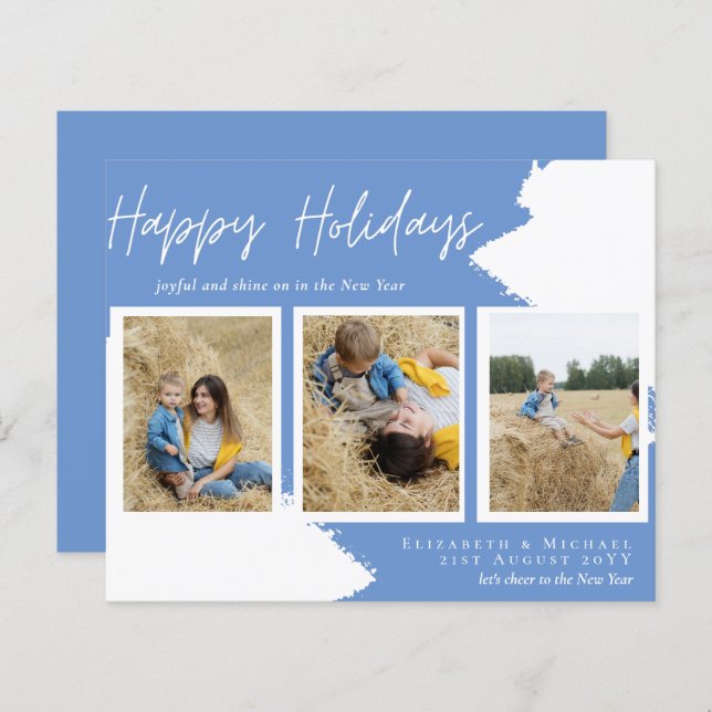 Budget Happy Holidays Photo Cards Abstract Modern (Front/Back)