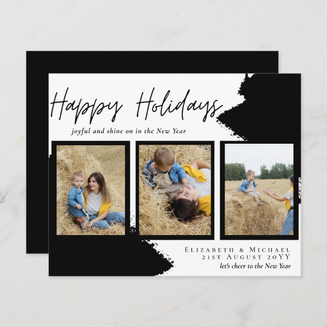 Budget Happy Holidays Photo Cards Abstract Modern (Front/Back)