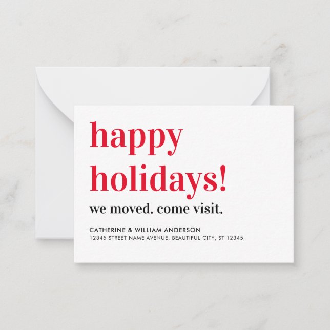 Budget Happy Holidays We've Moved Visit Moving Card (Front)