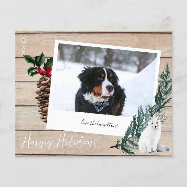Budget Happy Holidays Wood, Dog & Instant Photo Flyer (Front)