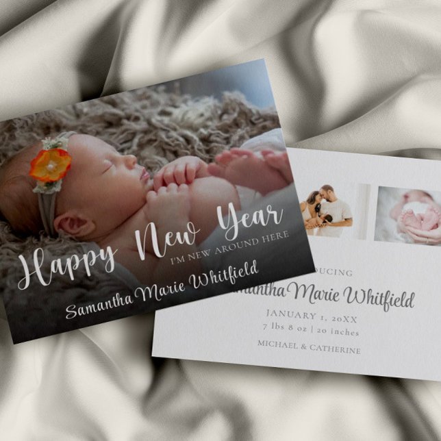 Budget Happy New Year Baby Birth Announcement Card (Creator Uploaded)