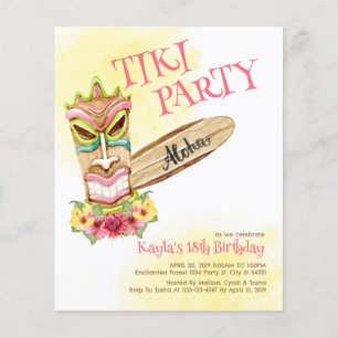 Budget Hawaiian Tiki Party Invitations