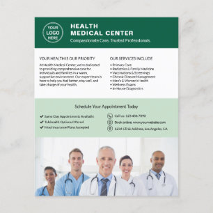 Budget Healthcare Clinic Doctor Logo QR Green Flyer