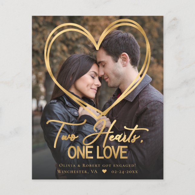 Budget Heart 2 Photo Engagement Announcement (Front)