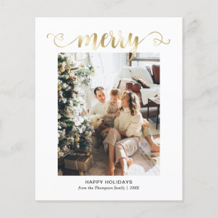 BUDGET Heart Gold Merry Script Photo Christmas