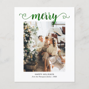BUDGET Heart Green Merry Script Photo Christmas