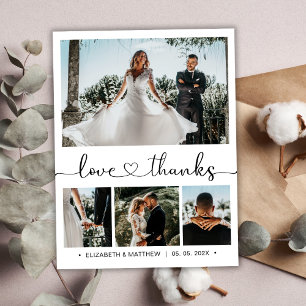 Budget Heart Script Photo Wedding Thank You Card