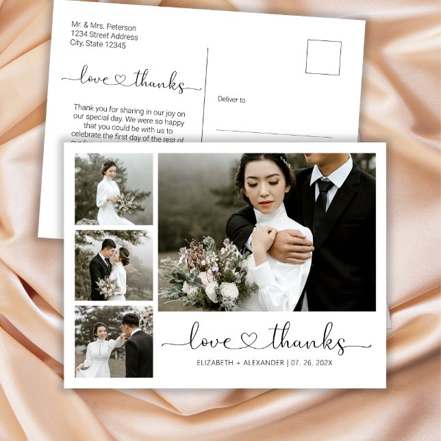 Budget Heart Script Wedding Thank You Postcard (Creator Uploaded)