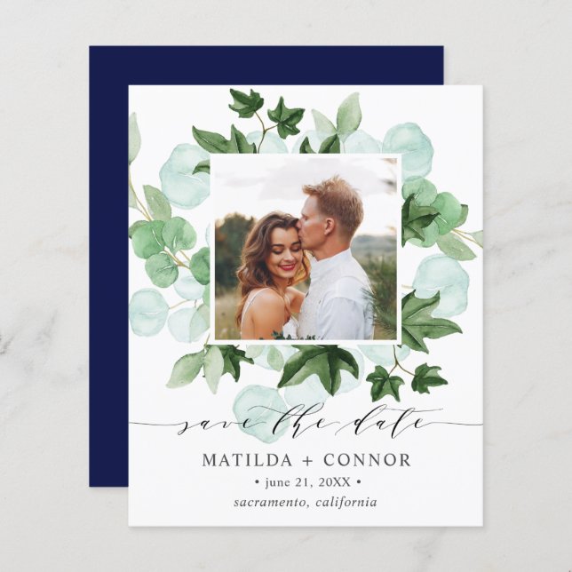 BUDGET Hedera | Green Ivy Navy Photo wedding (Front/Back)