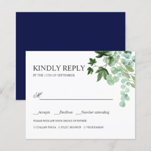 BUDGET Hedera Ivy leaves WEDDING RSVP MEAL CHOICE