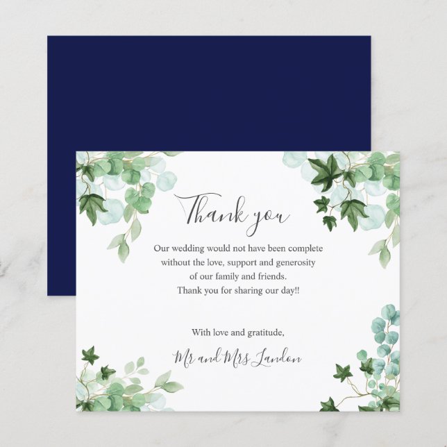 BUDGET Hedera  Ivy leaves WEDDING thank you (Front/Back)