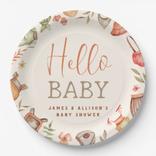 Budget Hello Baby Fall Boho Clothes Baby Shower Paper Plate