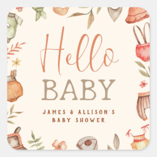 Budget Hello Baby Fall Boho Clothes Baby Shower Square Sticker