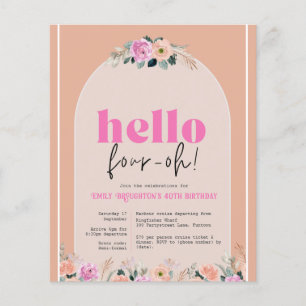 Budget "Hello four-oh" dusty rose Invitation Flyer